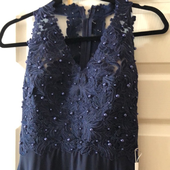 navy blue Prom/bridesmaids dress beaded 2 - Picture 7 of 11